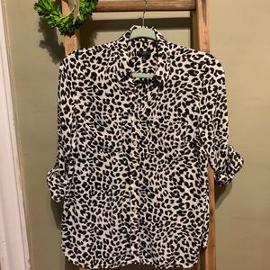 Talbots button up leopard print blouse